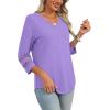 image:imageXIEERDUO 34 Length Sleeve Womens Tops Dressy Casual Blouses for Women 2026 Trendy V Neck T Shirts Summer ClothesPurple