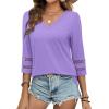 image:imageXIEERDUO 34 Length Sleeve Womens Tops Dressy Casual Blouses for Women 2026 Trendy V Neck T Shirts Summer ClothesPurple