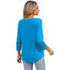 image:imageXIEERDUO 34 Length Sleeve Womens Tops Dressy Casual Blouses for Women 2026 Trendy V Neck T Shirts Summer ClothesSky Blue
