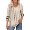 image:imageXIEERDUO 34 Length Sleeve Womens Tops Dressy Casual Blouses for Women 2026 Trendy V Neck T Shirts Summer ClothesZ Beige Dot
