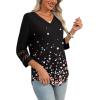 image:imageXIEERDUO 34 Length Sleeve Womens Tops Dressy Casual Blouses for Women 2026 Trendy V Neck T Shirts Summer ClothesZ Black Printed