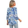 image:imageXIEERDUO 34 Length Sleeve Womens Tops Dressy Casual Blouses for Women 2026 Trendy V Neck T Shirts Summer ClothesZ Blue Floral