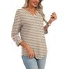 image:imageXIEERDUO 34 Length Sleeve Womens Tops Dressy Casual Blouses for Women 2026 Trendy V Neck T Shirts Summer ClothesZ Brown Geometry