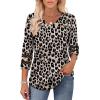 image:imageXIEERDUO 34 Length Sleeve Womens Tops Dressy Casual Blouses for Women 2026 Trendy V Neck T Shirts Summer ClothesZ Brown Leopard