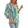 image:imageXIEERDUO 34 Length Sleeve Womens Tops Dressy Casual Blouses for Women 2026 Trendy V Neck T Shirts Summer ClothesZ Green Plaid