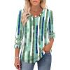 image:imageXIEERDUO 34 Length Sleeve Womens Tops Dressy Casual Blouses for Women 2026 Trendy V Neck T Shirts Summer ClothesZ Green Plaid