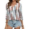 image:imageXIEERDUO 34 Length Sleeve Womens Tops Dressy Casual Blouses for Women 2026 Trendy V Neck T Shirts Summer ClothesZ Tie Dye