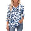 image:imageXIEERDUO 34 Length Sleeve Womens Tops Dressy Casual Blouses for Women 2026 Trendy V Neck T Shirts Summer ClothesZ White Printed