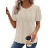 image:imageXIEERDUO Womens Tops Summer Short Sleeve Dressy Casual Blouses Business Trendy Tunic Pleated Shirts Fashion Clothes 2026Apricot