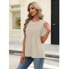 image:imageXIEERDUO Womens Tops Summer Short Sleeve Dressy Casual Blouses Business Trendy Tunic Pleated Shirts Fashion Clothes 2026Apricot