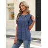 image:imageXIEERDUO Womens Tops Summer Short Sleeve Dressy Casual Blouses Business Trendy Tunic Pleated Shirts Fashion Clothes 2026Blue