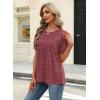 image:imageXIEERDUO Womens Tops Summer Short Sleeve Dressy Casual Blouses Business Trendy Tunic Pleated Shirts Fashion Clothes 2026Burgundy