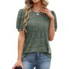 image:imageXIEERDUO Womens Tops Summer Short Sleeve Dressy Casual Blouses Business Trendy Tunic Pleated Shirts Fashion Clothes 2026Green