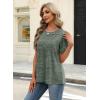 image:imageXIEERDUO Womens Tops Summer Short Sleeve Dressy Casual Blouses Business Trendy Tunic Pleated Shirts Fashion Clothes 2026Green