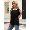 image:imageXIEERDUO Womens Tops Summer Short Sleeve Dressy Casual Blouses Business Trendy Tunic Pleated Shirts Fashion Clothes 2026Multi Stripe