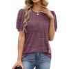 image:imageXIEERDUO Womens Tops Summer Short Sleeve Dressy Casual Blouses Business Trendy Tunic Pleated Shirts Fashion Clothes 2026Purple