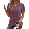 image:imageXIEERDUO Womens Tops Summer Short Sleeve Dressy Casual Blouses Business Trendy Tunic Pleated Shirts Fashion Clothes 2026Purple