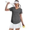 image:imageXIEERDUO Womens Workout Tops Short Sleeve Shirts Sun Protection UPF 50 Quick Dry Outfits for Hiking Running V Neck S3XL09 Dark Grey
