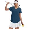 image:imageXIEERDUO Womens Workout Tops Short Sleeve Shirts Sun Protection UPF 50 Quick Dry Outfits for Hiking Running V Neck S3XL10 Dark Blue