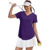 image:imageXIEERDUO Womens Workout Tops Short Sleeve Shirts Sun Protection UPF 50 Quick Dry Outfits for Hiking Running V Neck S3XL11 Purple