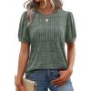 image:imageXIEERDUO Womens Tops Summer Short Sleeve Dressy Casual Blouses Business Trendy Tunic Pleated Shirts Fashion Clothes 2026Green