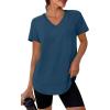 image:imageXIEERDUO Womens Workout Tops Short Sleeve Shirts Sun Protection UPF 50 Quick Dry Outfits for Hiking Running V Neck S3XL10 Dark Blue