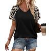 image:imageXIEERDUO Summer Tops Short Sleeve Boho Shirts Raglan Spring Outfits Fashion Clothing Resort Wear for Women 2026Black Leopard