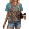image:imageXIEERDUO Summer Tops Short Sleeve Boho Shirts Raglan Spring Outfits Fashion Clothing Resort Wear for Women 2026Boho Multicolor