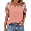 image:imageXIEERDUO Summer Tops Short Sleeve Boho Shirts Raglan Spring Outfits Fashion Clothing Resort Wear for Women 2026Coral Print
