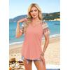 image:imageXIEERDUO Summer Tops Short Sleeve Boho Shirts Raglan Spring Outfits Fashion Clothing Resort Wear for Women 2026Coral Print