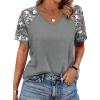 image:imageXIEERDUO Summer Tops Short Sleeve Boho Shirts Raglan Spring Outfits Fashion Clothing Resort Wear for Women 2026Grey Print