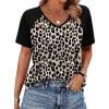image:imageXIEERDUO Summer Tops Short Sleeve Boho Shirts Raglan Spring Outfits Fashion Clothing Resort Wear for Women 2026Leopard Black