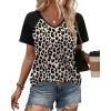 image:imageXIEERDUO Summer Tops Short Sleeve Boho Shirts Raglan Spring Outfits Fashion Clothing Resort Wear for Women 2026Leopard Black