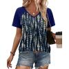 image:imageXIEERDUO Summer Tops Short Sleeve Boho Shirts Raglan Spring Outfits Fashion Clothing Resort Wear for Women 2026Navy Blue Line