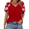 image:imageXIEERDUO Summer Tops Short Sleeve Boho Shirts Raglan Spring Outfits Fashion Clothing Resort Wear for Women 2026Red Print