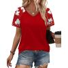 image:imageXIEERDUO Summer Tops Short Sleeve Boho Shirts Raglan Spring Outfits Fashion Clothing Resort Wear for Women 2026Red Print