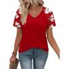 image:imageXIEERDUO Summer Tops Short Sleeve Boho Shirts Raglan Spring Outfits Fashion Clothing Resort Wear for Women 2026Red Print