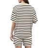 image:imageXIEERDUO Lounge Sets for Women Shorts Lightweight Summer Pajamas Set Sleepwear 2 Piece Sets Airport Vacation OutfitsAblack Stripes