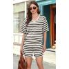 image:imageXIEERDUO Lounge Sets for Women Shorts Lightweight Summer Pajamas Set Sleepwear 2 Piece Sets Airport Vacation OutfitsAblack Stripes