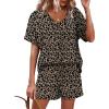 image:imageXIEERDUO Lounge Sets for Women Shorts Lightweight Summer Pajamas Set Sleepwear 2 Piece Sets Airport Vacation OutfitsBleopard