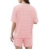 image:imageXIEERDUO Lounge Sets for Women Shorts Lightweight Summer Pajamas Set Sleepwear 2 Piece Sets Airport Vacation OutfitsDpink Stripes
