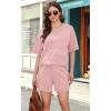 image:imageXIEERDUO Lounge Sets for Women Shorts Lightweight Summer Pajamas Set Sleepwear 2 Piece Sets Airport Vacation OutfitsDpink Stripes