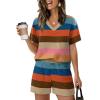 image:imageXIEERDUO Lounge Sets for Women Shorts Lightweight Summer Pajamas Set Sleepwear 2 Piece Sets Airport Vacation OutfitsCcolorful Stripe 2
