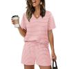 image:imageXIEERDUO Lounge Sets for Women Shorts Lightweight Summer Pajamas Set Sleepwear 2 Piece Sets Airport Vacation OutfitsDpink Stripes