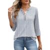 image:imageXIEERDUO 34 Length Sleeve Womens Tops Fashion Clothing V Neck T Shirts Dressy Blouses Business Casual Outfits Tunic TopsAblue Stripes