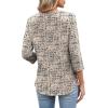 image:imageXIEERDUO 34 Length Sleeve Womens Tops Fashion Clothing V Neck T Shirts Dressy Blouses Business Casual Outfits Tunic TopsBbeige Print