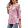image:imageXIEERDUO 34 Length Sleeve Womens Tops Fashion Clothing V Neck T Shirts Dressy Blouses Business Casual Outfits Tunic TopsCpink Dots
