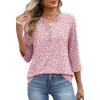 image:imageXIEERDUO 34 Length Sleeve Womens Tops Fashion Clothing V Neck T Shirts Dressy Blouses Business Casual Outfits Tunic TopsCpink Dots