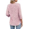 image:imageXIEERDUO 34 Length Sleeve Womens Tops Fashion Clothing V Neck T Shirts Dressy Blouses Business Casual Outfits Tunic TopsCpink Dots
