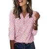 image:imageXIEERDUO 34 Length Sleeve Womens Tops Fashion Clothing V Neck T Shirts Dressy Blouses Business Casual Outfits Tunic TopsCpink Dots